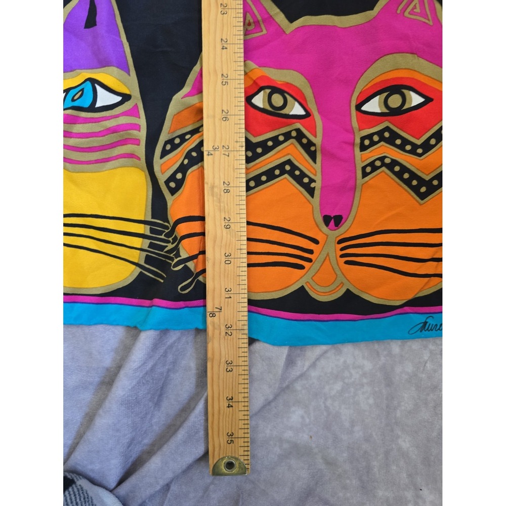 Laurel Burch Whimsical Kitty Cats Faces Feline Scarf Square 34" - Picture 6 of 9